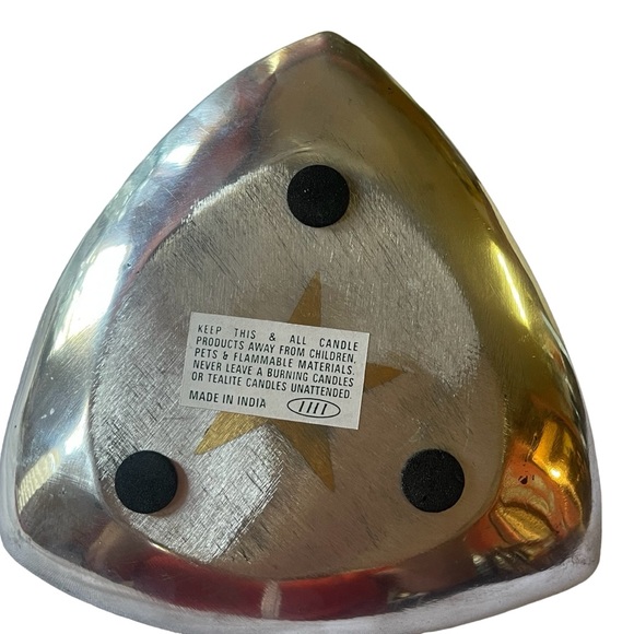 Texas Style Triangle Shaped Metal Candle Holder Chrome Finish With Gold Star I - Picture 6 of 8